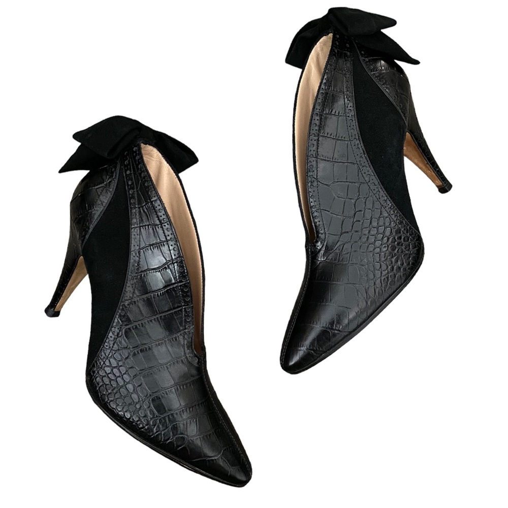 Escada black crocodile leather pumps size 9.5